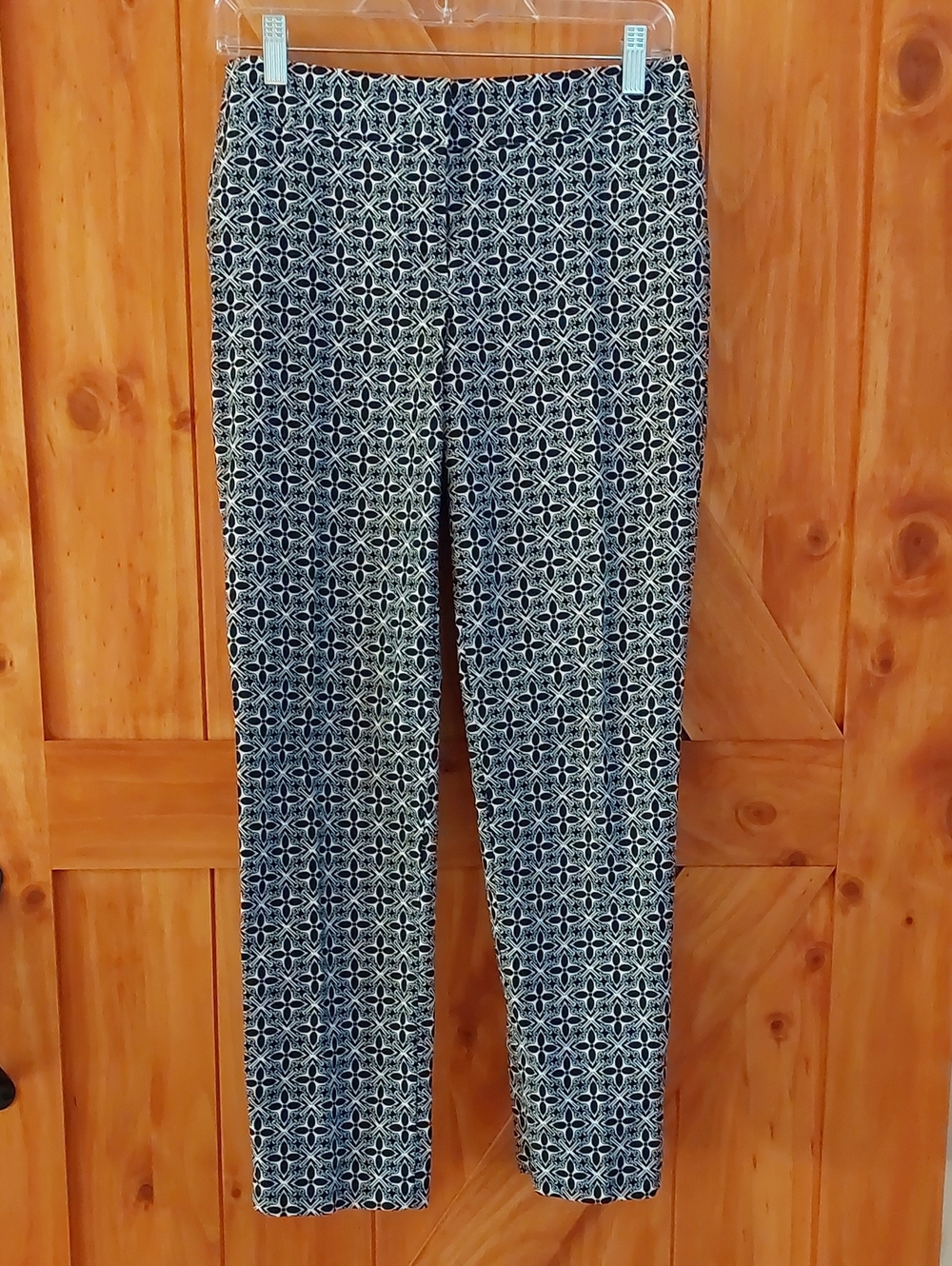Talbots Hampshire Black & White Patterned Pants Stretchy Cotton Size 2